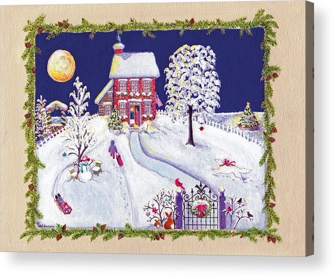 Snowy Acrylic Print featuring the painting Anne's Snow House by Deborah Burow