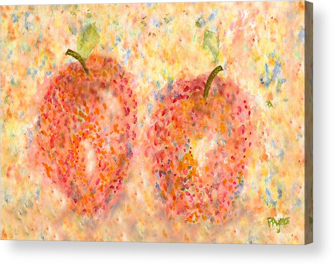 Watercolor Acrylic Print featuring the painting Apple Twins by Paula Ayers