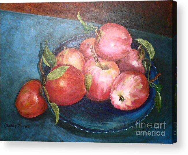 Still Life Acrylic Print featuring the painting Apples in a Blue Bowl by Carole Powell