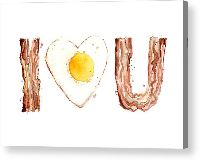 Bacon Acrylic Print featuring the painting Bacon and Egg LOVE by Olga Shvartsur