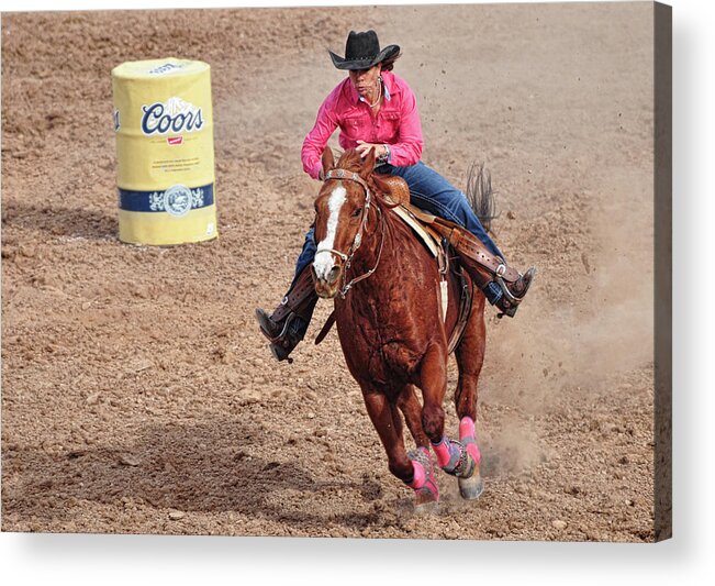 Horses Acrylic Print featuring the photograph Barrel Rider by Barbara Manis