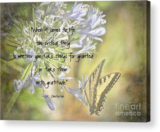 Gratitude Acrylic Print featuring the photograph Be Grateful by Peggy Hughes