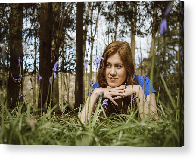Glade Acrylic Print featuring the photograph Beautiful young woman in the woods by Theasis