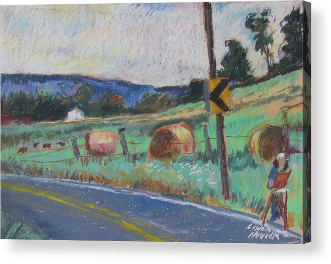 Mountains Acrylic Print featuring the painting Berkshire Mountain Painter by Linda Novick