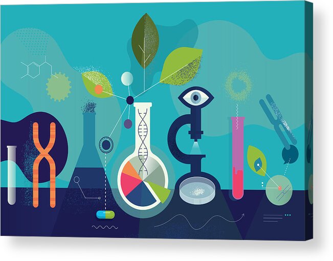 Stem Cell Acrylic Print featuring the drawing Biomedical Research Laboratory Concept by DrAfter123