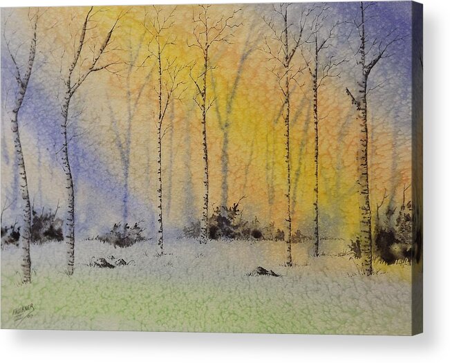 Birch Tree Acrylic Print featuring the painting Birch in Blue by Richard Faulkner