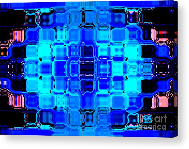 Blue Bubble Glass Acrylic Print featuring the digital art Blue Bubble Glass by Anita Lewis