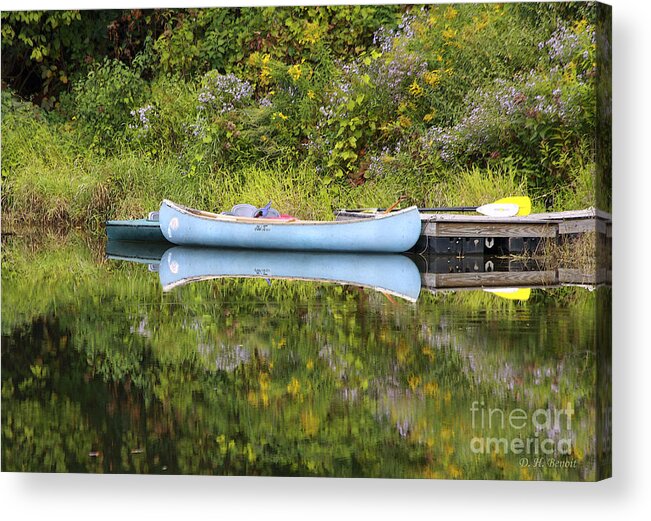 Pond Acrylic Print featuring the photograph Blue Canoe by Deborah Benoit