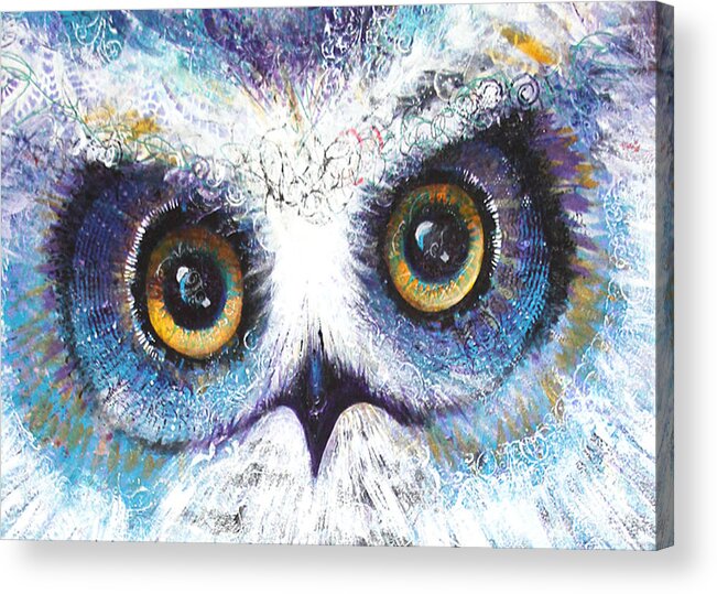 Owl Acrylic Print featuring the painting Blue Eyes by Laurel Bahe
