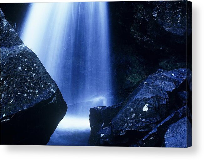 Waterfalls Acrylic Print featuring the photograph Blue Falls by Rodney Lee Williams