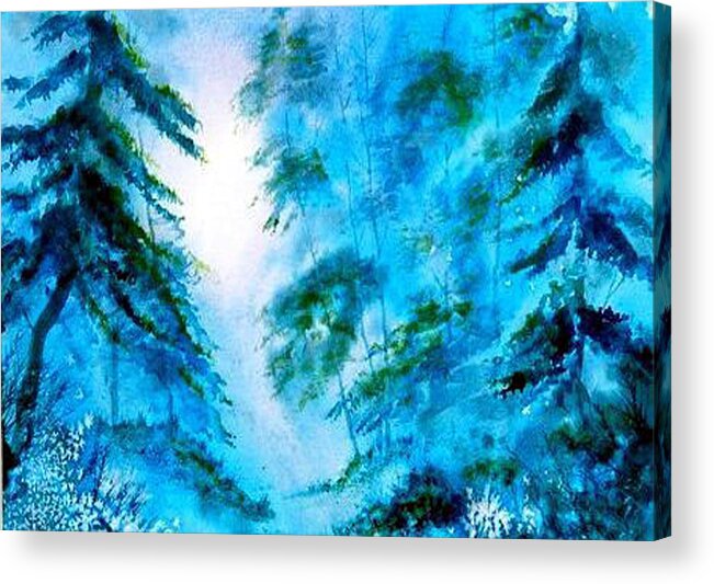 Glenn Marshall Artist Acrylic Print featuring the painting Blue Forest by Glenn Marshall