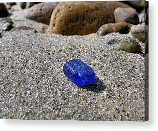 Sea Glass Acrylic Print featuring the photograph Blue piece by Janice Drew