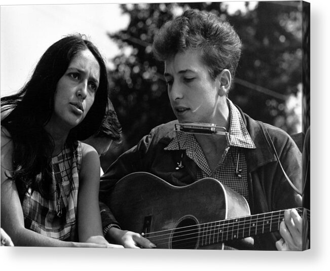 Bob Dylan Acrylic Print featuring the photograph Bob Dylan and Joan Baez by Georgia Clare