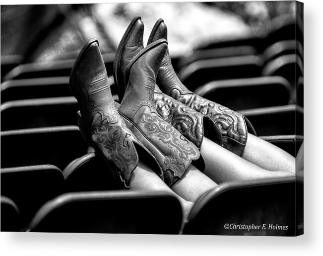 Christopher Holmes Photography Acrylic Print featuring the photograph Boots Up - BW by Christopher Holmes