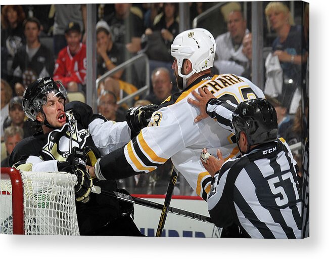 Playoffs Acrylic Print featuring the photograph Boston Bruins V Pittsburgh Penguins - by Bruce Bennett