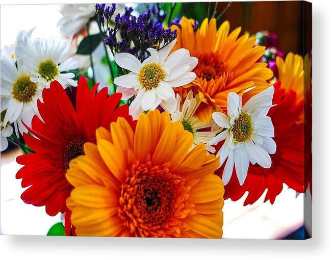 Mixed Flowers Acrylic Print featuring the photograph Bright by Angela J Wright