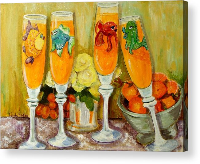 Mimosa Acrylic Print featuring the painting Brunch Bunch Mimosas by Linda Kegley