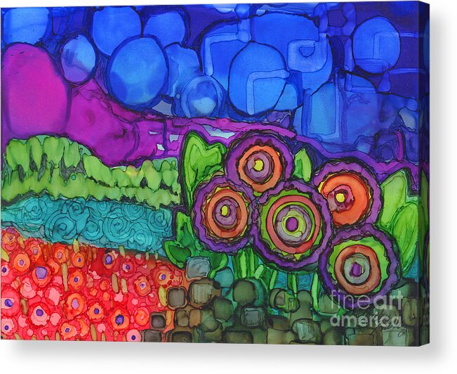 Alcohol Ink Acrylic Print featuring the painting Bubble Sky by Vicki Baun Barry
