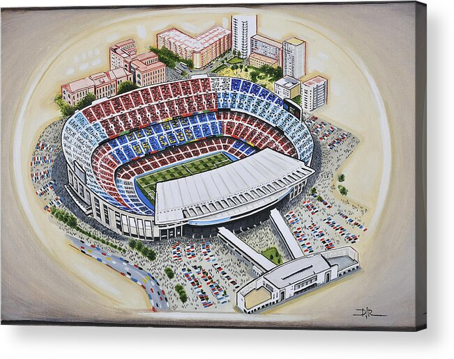 Art Acrylic Print featuring the painting Camp Nou - Barcelona FC by D J Rogers