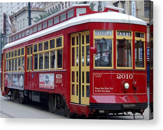 Trolley Acrylic Print featuring the photograph Canal Streetcar NOLA by Christopher James