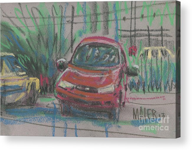 Auto Acrylic Print featuring the painting Car Crazy by Donald Maier