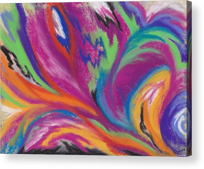 Colors Party Abstract Swirl Confetti Acrylic Print featuring the pastel Carnivale by Brenda Salamone