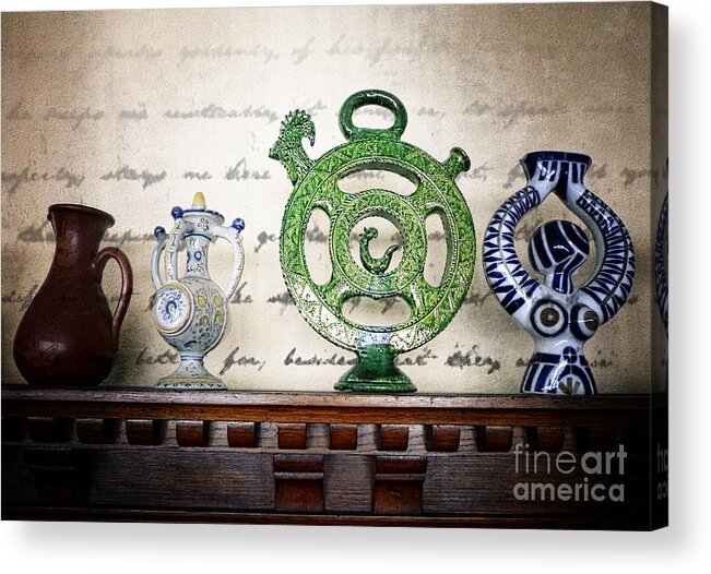 Ceramic Acrylic Print featuring the digital art Ceramic Drinking Vessels by Dee Flouton
