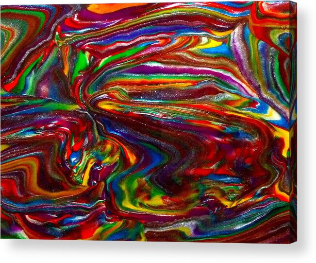 Abstract Acrylic Print featuring the mixed media Chaotic Flow by Deborah Stanley