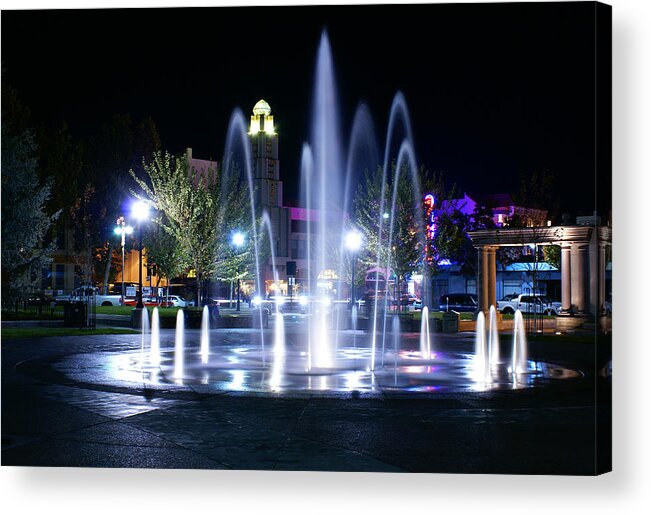 City Center Acrylic Print featuring the photograph Chico City Plaza at Night by Abram House