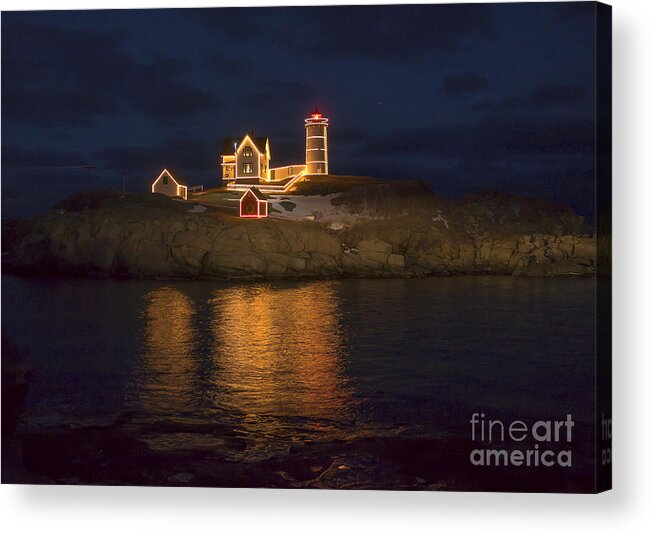 Atlantic Acrylic Print featuring the photograph Christmas at the Nubble by Steven Ralser