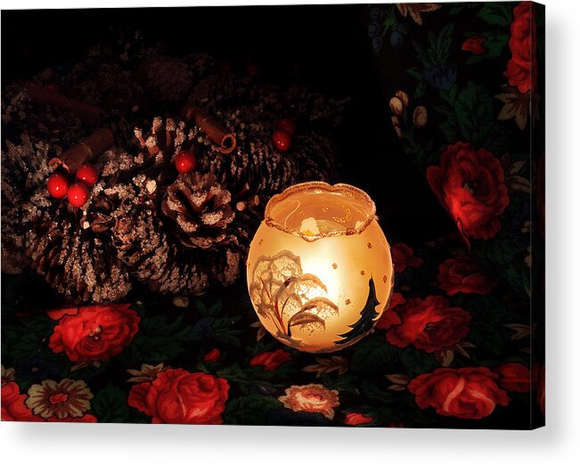 Christmas Eve Candle Acrylic Print featuring the photograph Christmas Eve by Anna Aybetova
