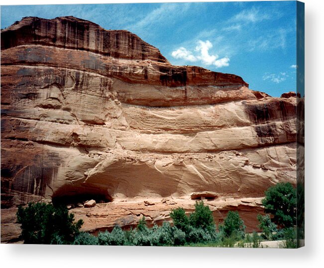 Canyon De Chelly Acrylic Print featuring the photograph Cliff Homes in Canyon de Chelly 1993 by Connie Fox