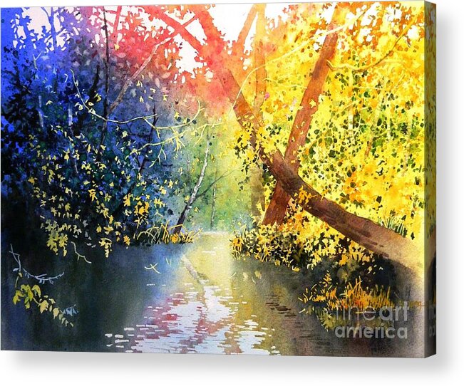 Landscape Acrylic Print featuring the painting Color of trees by Celine K Yong