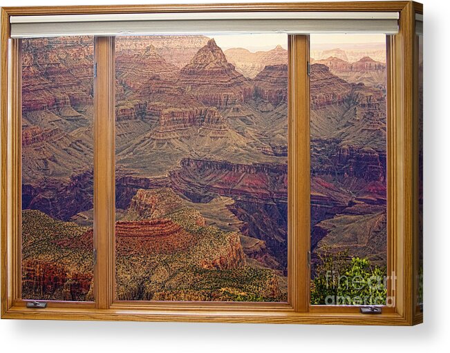 Windows Acrylic Print featuring the photograph Colorful Grand Canyon Modern Wood Picture Window Frame View by James BO Insogna