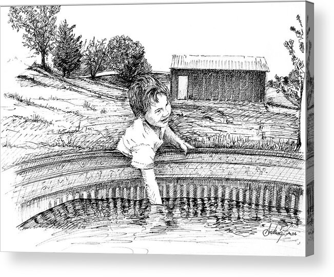 Ink Acrylic Print featuring the drawing Cool Water by Arthur Fix