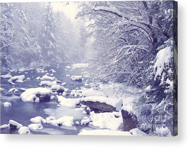West Virginia Acrylic Print featuring the photograph Cranberry River Heavy Snow by Thomas R Fletcher