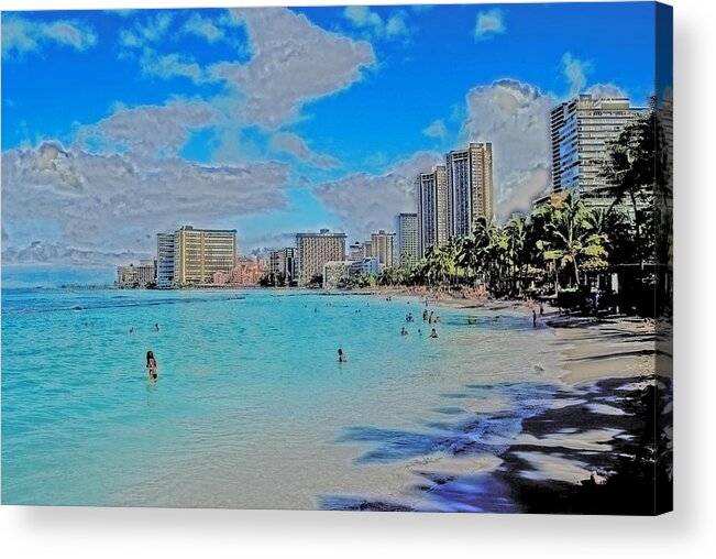 Beaches Acrylic Print featuring the photograph Creative Waikiki by Caroline Stella