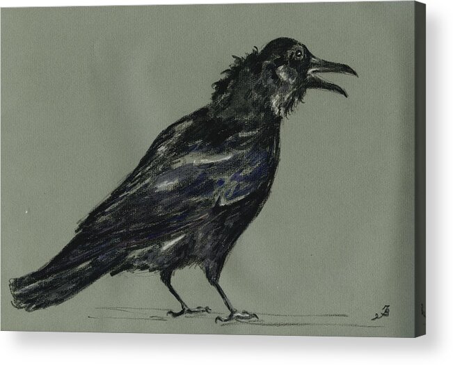 Crow Acrylic Print featuring the painting Crow by Juan Bosco