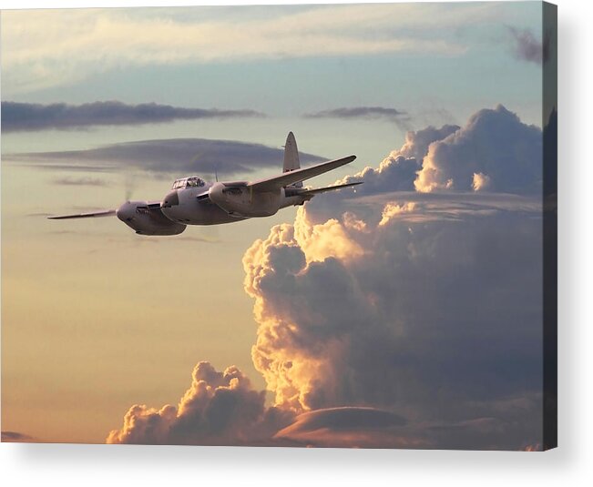 Aircraft Acrylic Print featuring the digital art D H Mosquito - Pathfinder by Pat Speirs