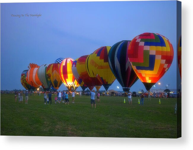 Night Acrylic Print featuring the photograph Dancing In The Moonlight Hot Air Balloons by Thomas Woolworth