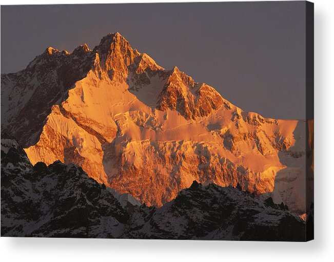 Feb0514 Acrylic Print featuring the photograph Dawn On Kangchenjunga Talung by Colin Monteath
