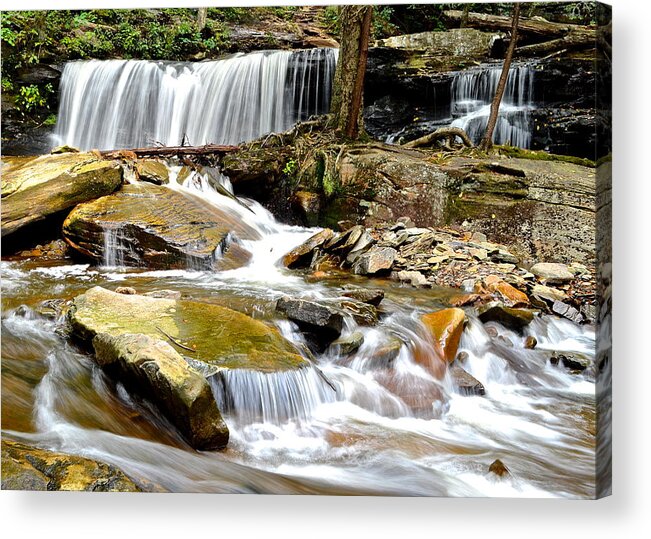 Ricketts Acrylic Print featuring the photograph Delaware Falls by Frozen in Time Fine Art Photography