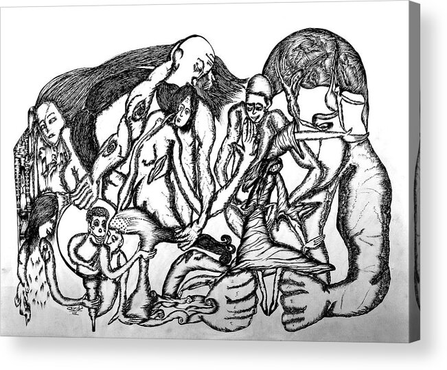 Expression Of The Desires The Human Soul .. Surrealist Style Acrylic Print featuring the drawing Desires by Noha Wagdy