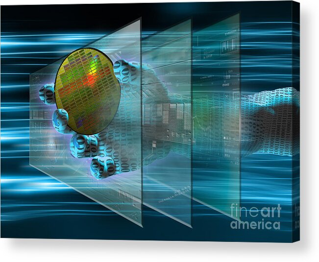 Hand Acrylic Print featuring the photograph Digital Interface Composite by Mike Agliolo