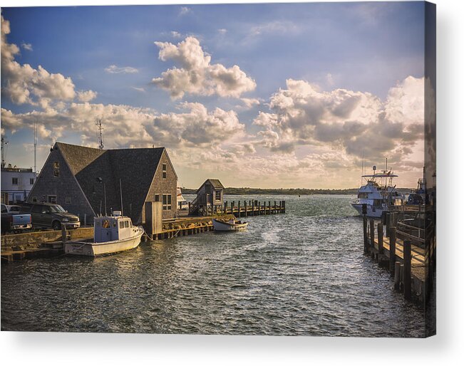 Cape Cod Acrylic Print featuring the photograph Docked boats Woods Hole Cape Cod MA by Marianne Campolongo