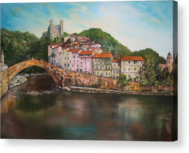 Dolceacqua Acrylic Print featuring the painting Dolceacqua italy by Jean Walker