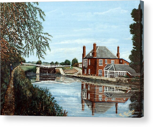 Exeter Acrylic Print featuring the painting Double Locks and Exeter Ship Canal Devon by Mackenzie Moulton