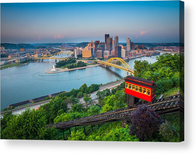 Downtown District Acrylic Print featuring the photograph Downtown Pittsburgh, Pennsylvania by HaizhanZheng