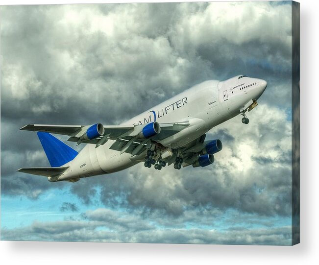 747 Acrylic Print featuring the photograph Dreamlifter Takeoff by Jeff Cook