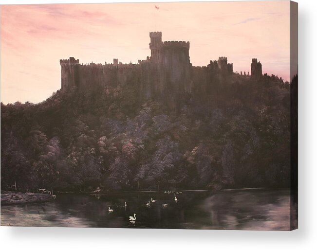 Windsor Castle Acrylic Print featuring the painting Dusk over Windsor Castle by Jean Walker